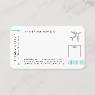 Silver Planet Ticket Boarding Pass Place Card