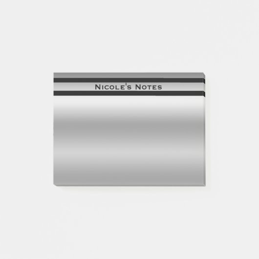 Silver Platinum Shine Chic Modern Personalized Post-it® Notes (Voorkant)