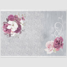 Silver & Plum Floral Lace Tissue Paper Tissuepapier