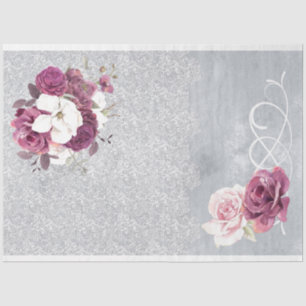 Silver & Plum Floral Lace Tissue Paper Tissuepapier
