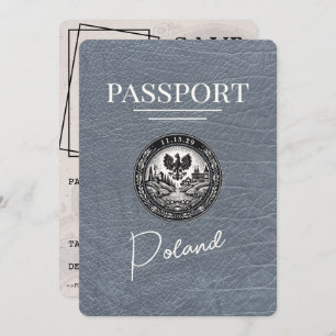 Silver Poland Passport Save the Date