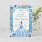 Silver Princess Blue Rozen Quinceanera Uitnodiging (Staand voorkant)