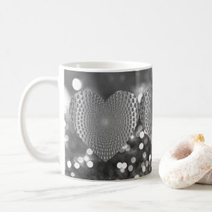 Silver Prismatic Heart Bokeh Faux Glitter Koffiemok