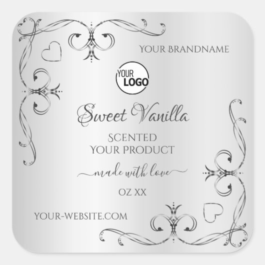  Silver Product Labels  hoeken Logo (Voorkant)