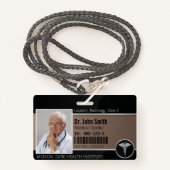 Silver Professional Medical Caduceus Foto ID Badge (Voorkant met draagriem)