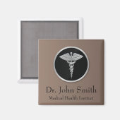 Silver Professional Medical Caduceus - Magnet Magneet (Voorkant / Achterkant)