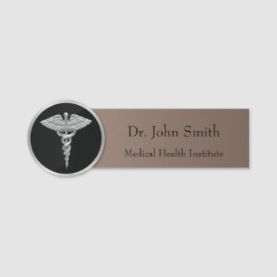 Silver Professional Medical Caduceus Naamplaatje