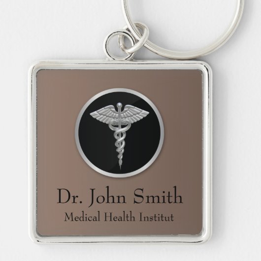 Silver Professional Medical Caduceus Sleutelhanger (Voorkant)