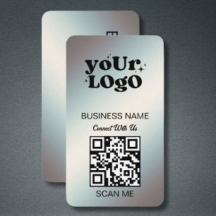 Silver QR Code Business Logo   Zwart Zilver Modern Visitekaartje