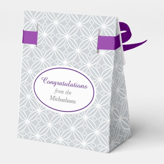 Silver Quad Flower Pattern All Occasion Paars Bedankdoosjes (Achterkant)
