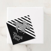 Silver Race Horse op Black Stripes Bedankjes Labels (In situ)