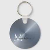 Silver Radiaal Metallic Script Name Sleutelhanger (Voorkant)