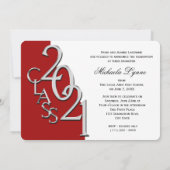 Silver Red 2021 Photo Graduation Invitation (Dos)