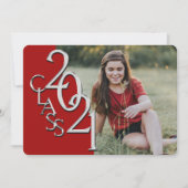 Silver Red 2021 Photo Graduation Invitation (Devant)