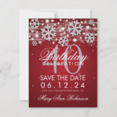 Silver Red 40th Birthday Save Date Winter Save The Date (Voorkant)