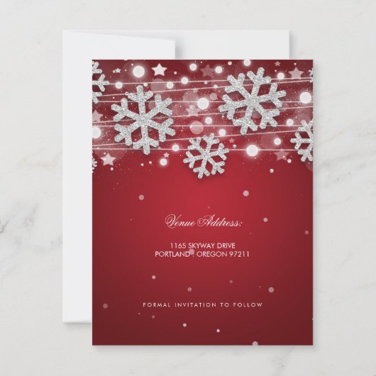 Silver Red 40th Birthday Save Date Winter Save The Date (Achterkant)