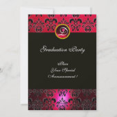 SILVER RED, BLACK DAMASK AFSTUDEREN MONOGRAM AANKONDIGING (Achterkant)