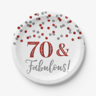 Silver Red Confetti 70 en Fabulous Papieren Bordje
