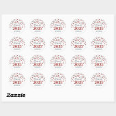 Silver Red Confetti Afstuderen 2025 Ronde Sticker (Vel)