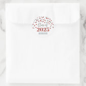 Silver Red Confetti Afstuderen 2025 Ronde Sticker (Tas)