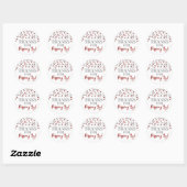 Silver Red Confetti Bedankt voor Popping By Ronde Sticker (Vel)