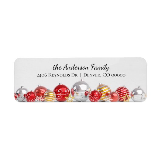 Silver Red Gold kerstbulten Retouradres Etiket (Voorkant)