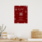 Silver Red Magical Snowflake Baby Shower Welcome  Poster (Keuken)