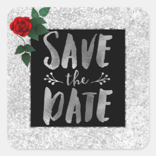 Silver Red Rose Enregistrer le sticker de date