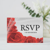 Silver & Red Rose Weddenschap RSVP-reactiekaarten RSVP Kaartje (Staand voorkant)