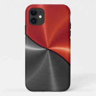 Silver Red Shiny Steel Metal 3 iPhone 11 Hoesje