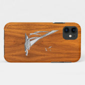 Silver Regatta Sailboot op Teak Veneer Case-Mate iPhone Case (Achterkant (horizontaal))