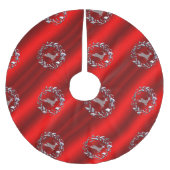 Silver Reindeer op Rode Kerstmis Kerstboom Rok (Voorkant)