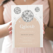 Silver Retro Disco Groovy Bridal Shower Kaart