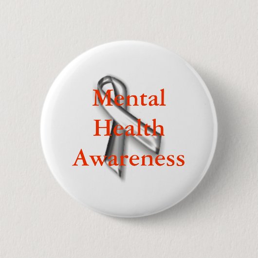Silver_ribbon, Mental Health Awareness Ronde Button 5,7 Cm (Voorkant)