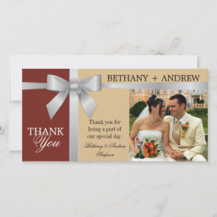 Silver Ribbon Rust Antiek Gold Weddenschap Harteli Bedankkaart