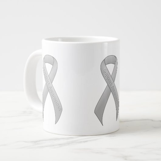 Silver Ribbon Support Awareness Extra Grote Mok (Voorkant links)