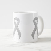 Silver Ribbon Support Awareness Extra Grote Mok (Voorkant rechts)