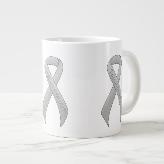 Silver Ribbon Support Awareness Extra Grote Mok (Voorkant rechts)