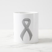 Silver Ribbon Support Awareness Extra Grote Mok (Voorkant)
