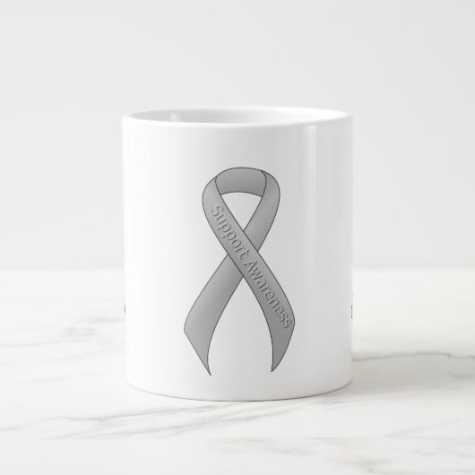 Silver Ribbon Support Awareness Extra Grote Mok (Voorkant)