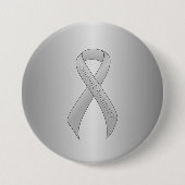 Silver Ribbon Support Awareness Ronde Button 7,6 Cm (Voorkant)