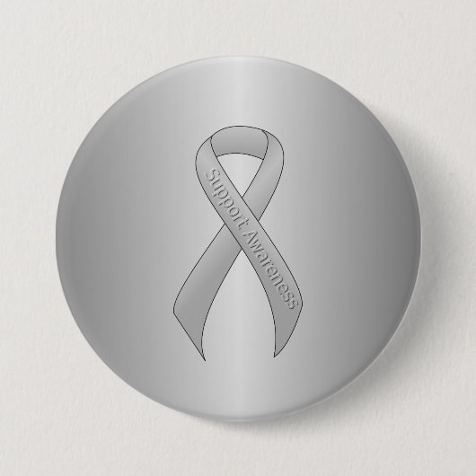 Silver Ribbon Support Awareness Ronde Button 7,6 Cm (Voorkant)