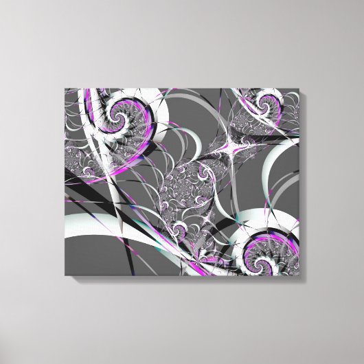 Silver Ribbons Abstracte Fine Art Canvas Afdruk (Voorkant)