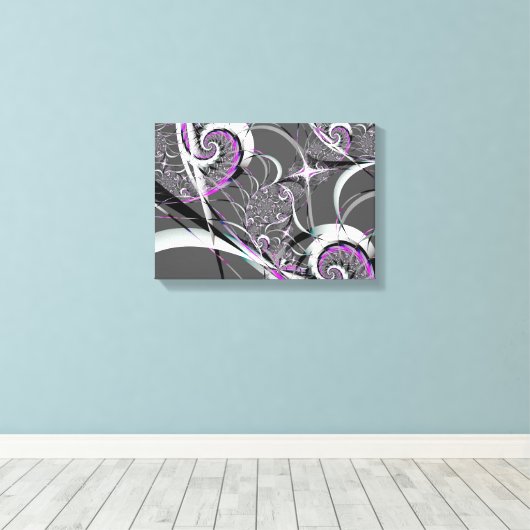 Silver Ribbons Abstracte Fine Art Canvas Afdruk (Insitu (Houten vloer))