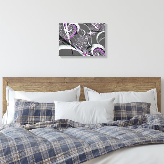 Silver Ribbons Abstracte Fine Art Canvas Afdruk (Insitu (Slaapkamer))