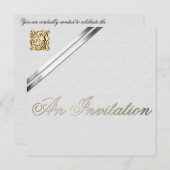 Silver Ribbons en Gold Wedding Kaart (Voorkant / Achterkant)