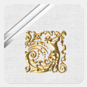 Silver Ribbons en Gold Wedding Vierkante Sticker (Voorkant)