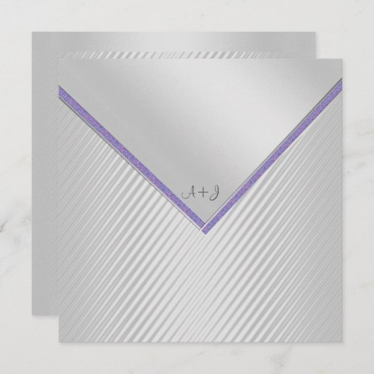 SILVER RIPPLE PURPLE TRIM FAIRE-PART DE MARIAGE (Devant / Derrière)