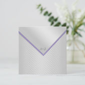 SILVER RIPPLE PURPLE TRIM FAIRE-PART DE MARIAGE (Debout devant)