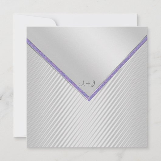 SILVER RIPPLE PURPLE TRIM FAIRE-PART DE MARIAGE (Devant)